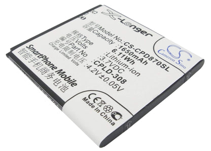 3.7V, 1650mAh, Li-ion Battery fits Coolpad, 8085, 8085q, 6.105Wh