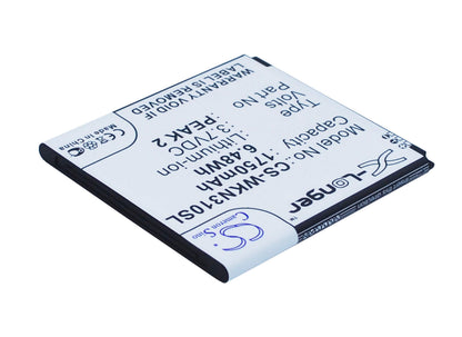 3.7V, 1750mAh, Li-ion Battery fits Wiko, Cink Peax, Cink Peax 2, 6.475Wh