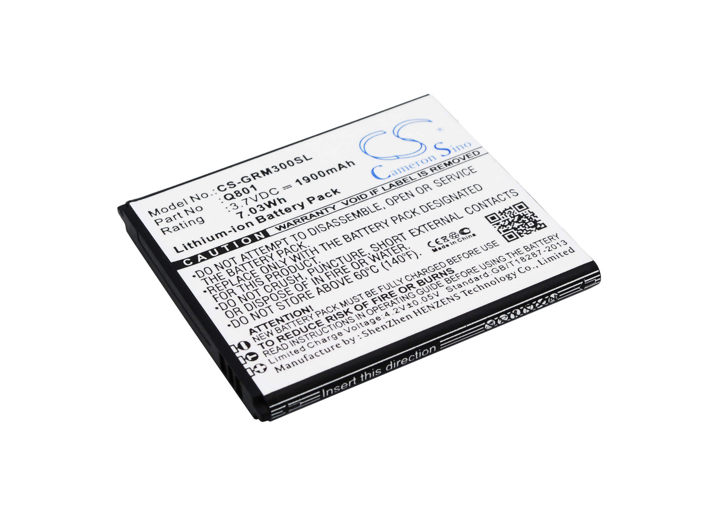3.7V, 1900mAh, Li-ion Battery fits Green Orange, Go M3, M3, 7.03Wh