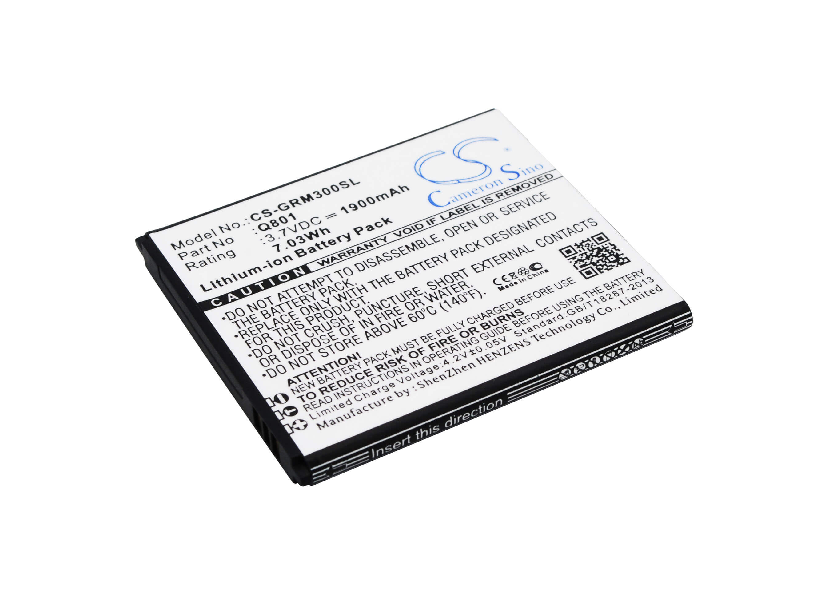 3.7V, 1900mAh, Li-ion Battery fits Green Orange, Go M3, M3, 7.03Wh