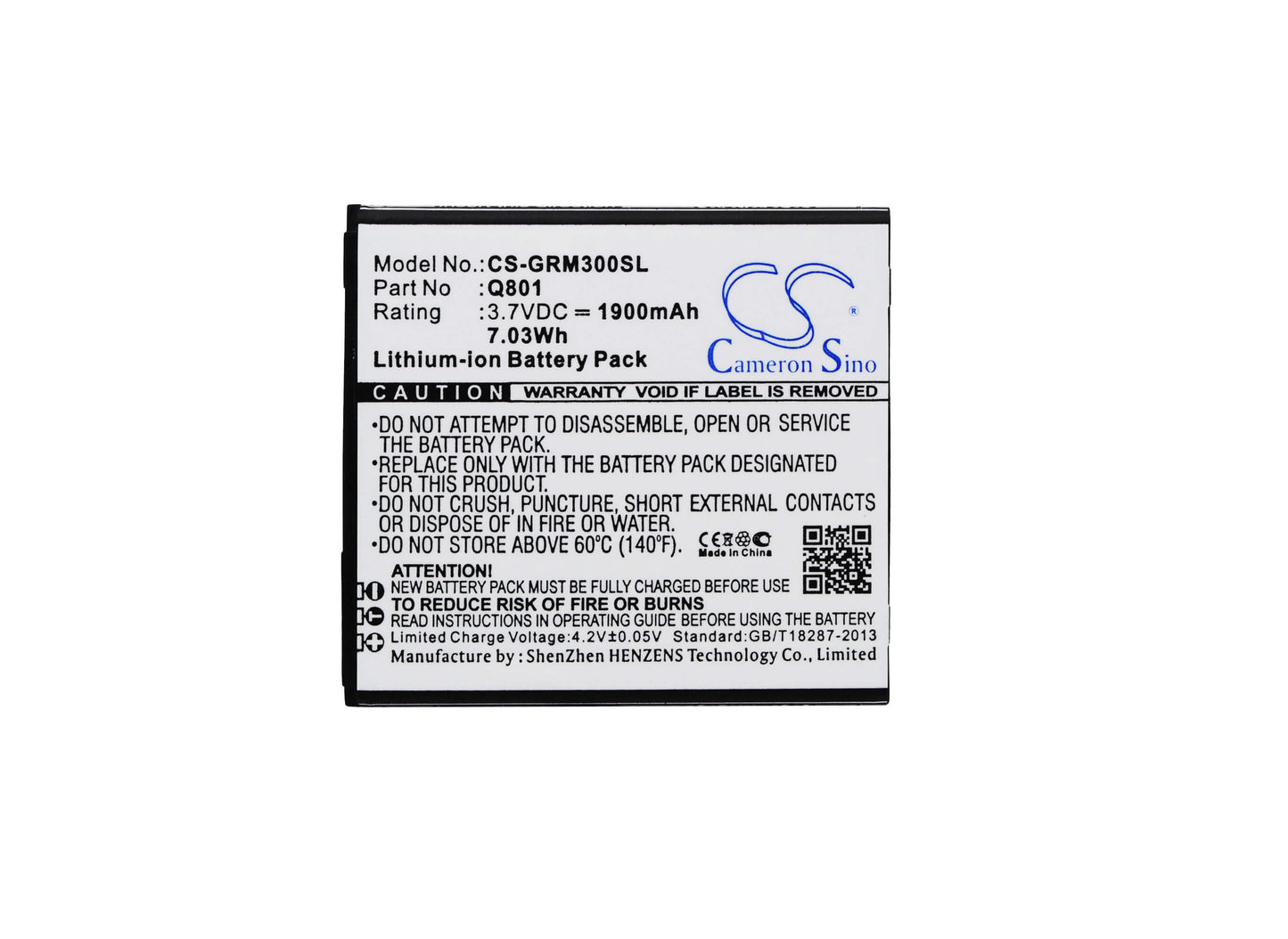 3.7V, 1900mAh, Li-ion Battery fits Green Orange, Go M3, M3, 7.03Wh