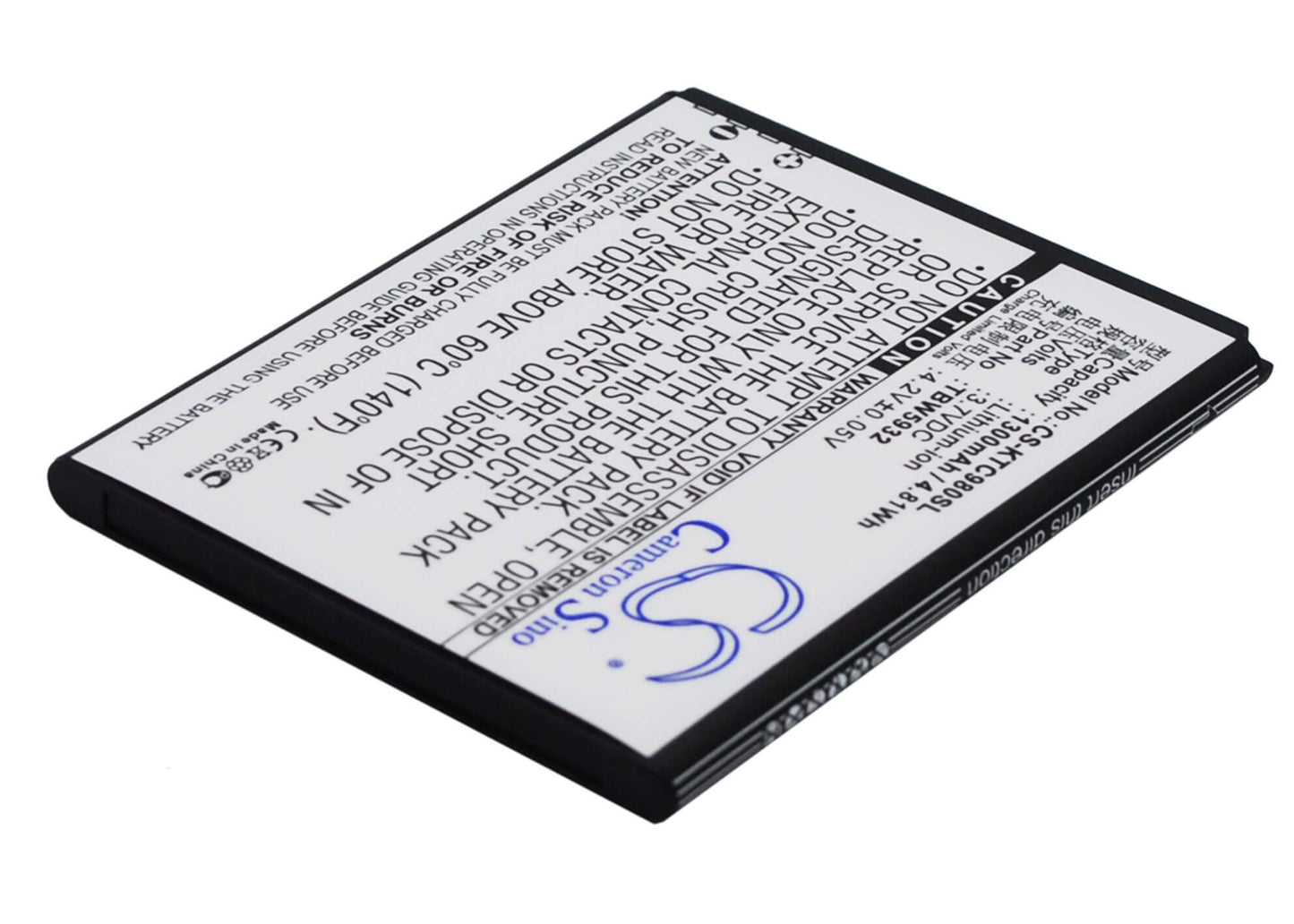 3.7V, 1300mAh, Li-ion Battery fits Fly, Iq442, Quad Miracle 2, 4.81Wh