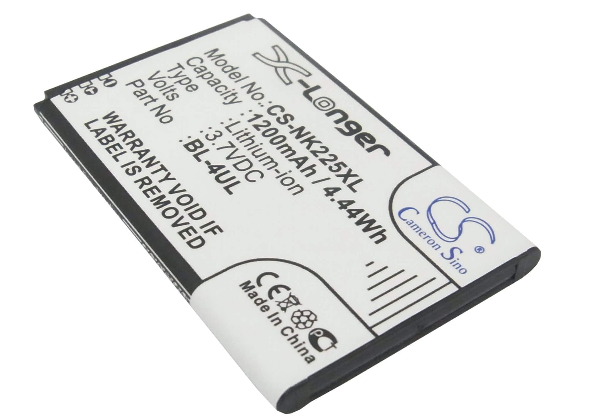 3.7V, 1200mAh, Li-ion Battery fits Nokia, 3310 2017, Asha 225, 4.44Wh