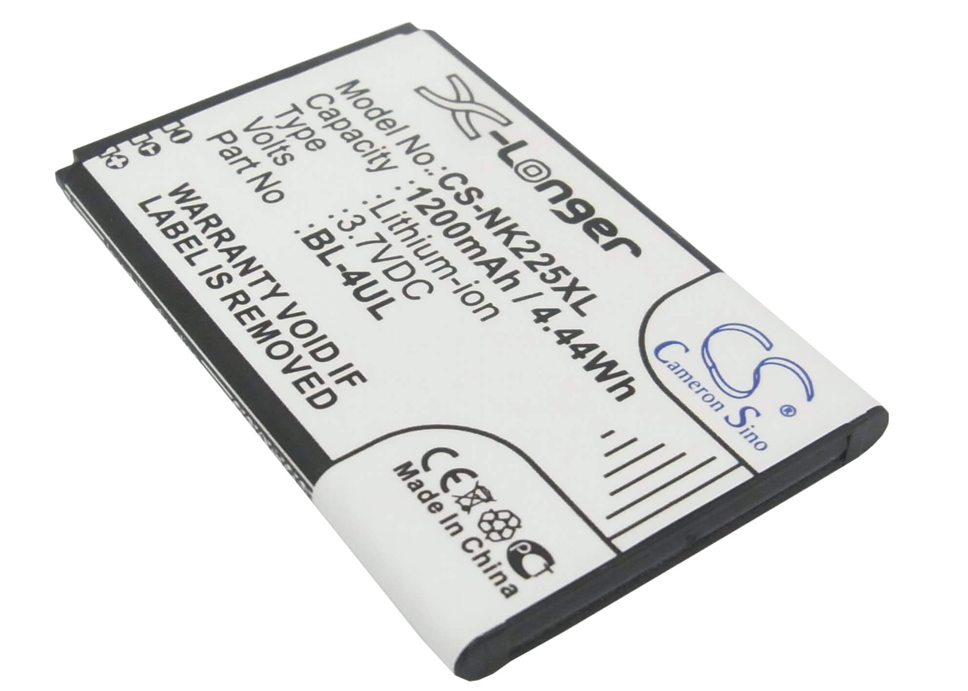 3.7V, 1200mAh, Li-ion Battery fits Nokia, 3310 2017, Asha 225, 4.44Wh
