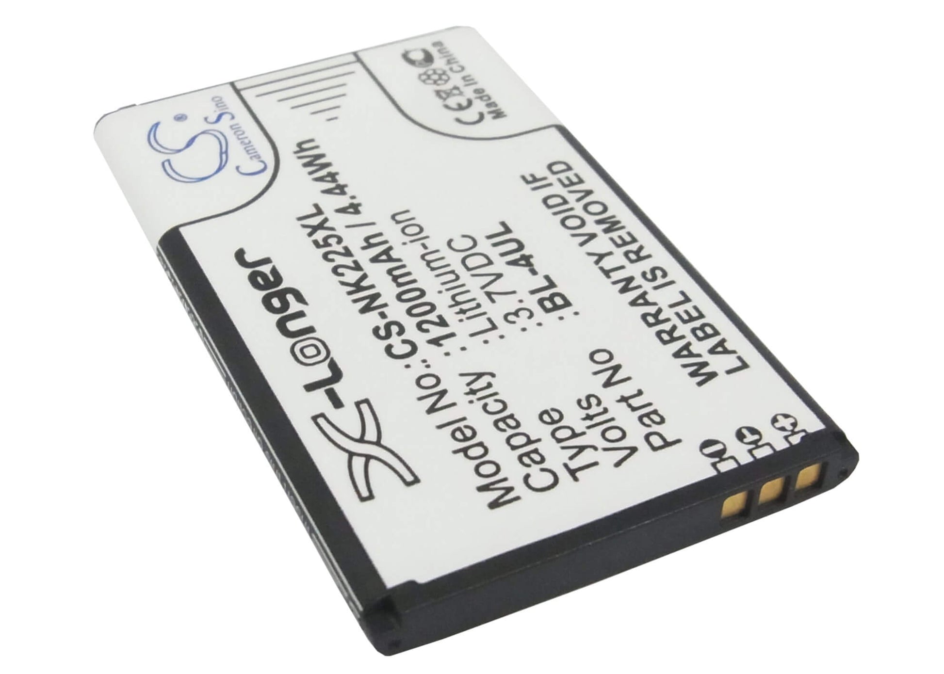 3.7V, 1200mAh, Li-ion Battery fits Nokia, 3310 2017, Asha 225, 4.44Wh