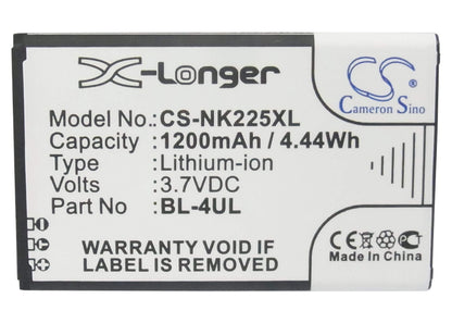 3.7V, 1200mAh, Li-ion Battery fits Nokia, 3310 2017, Asha 225, 4.44Wh