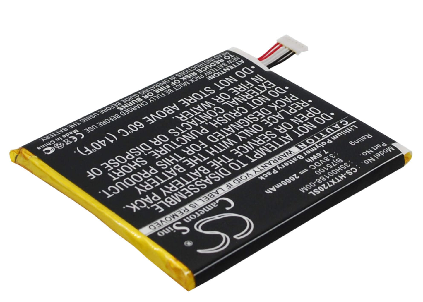 3.8V, 2000mAh, Li-Polymer Battery fits Sprint, Apx325cwh, Evo 4g Lte, 7.6Wh