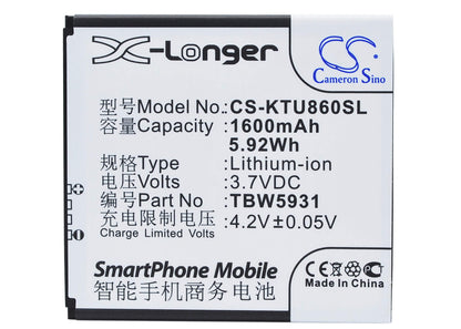 3.7V, 1600mAh, Li-ion Battery fits Highscreen, Omega Q, 5.92Wh