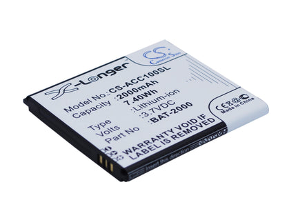 3.7V, 2000mAh, Li-ion Battery fits Acer, Liquid C1, 7.4Wh