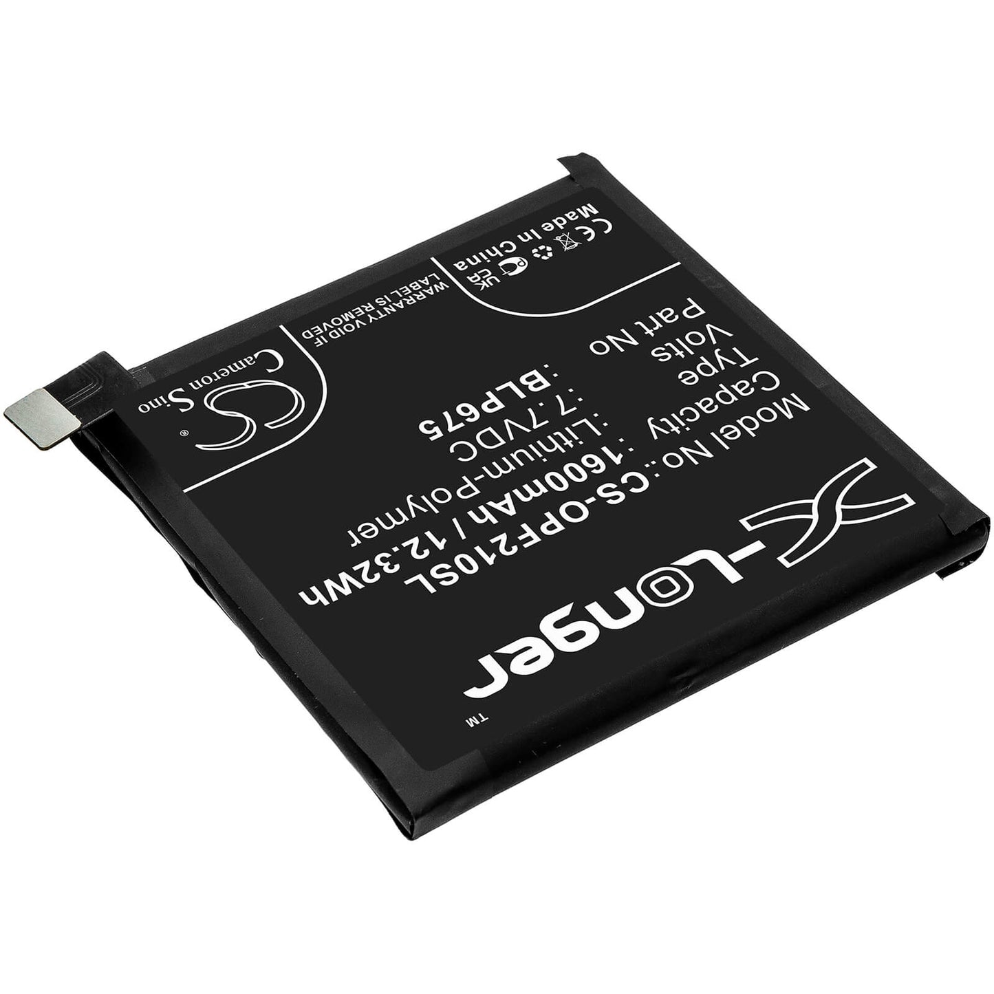 7.7V, 1600mAh, Li-Polymer Battery fits Oppo, Cph1871, Cph1875, 12.32Wh