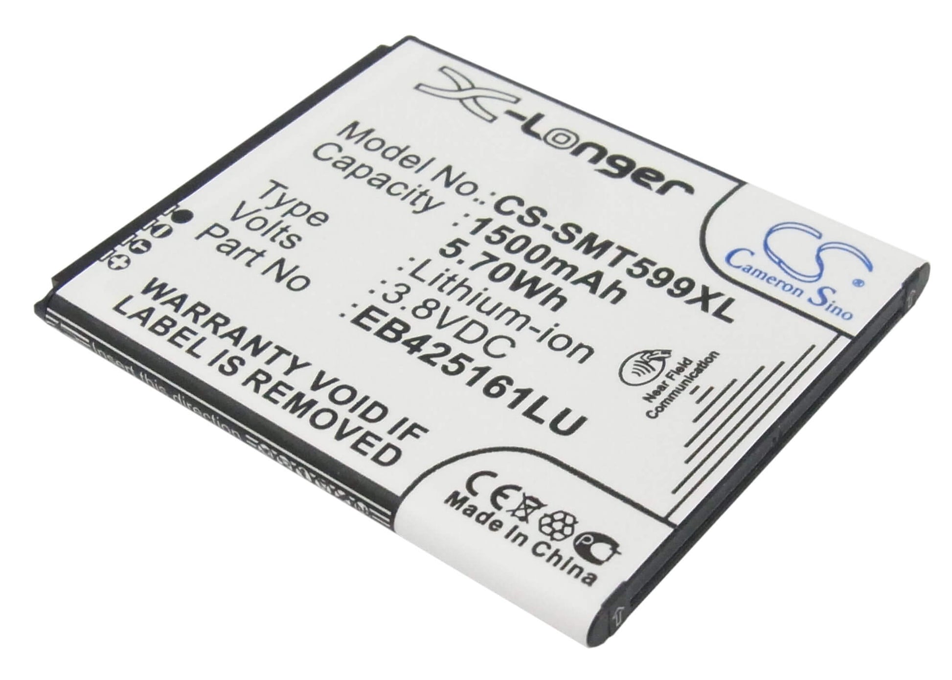 3.8V, 1500mAh, Li-ion Battery fits Samsung, Galaxy Ace 2, Galaxy Exhibit, 5.7Wh