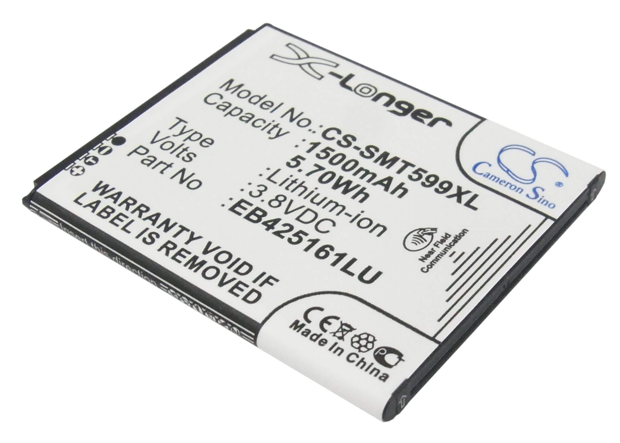 3.8V, 1500mAh, Li-ion Battery fits Samsung, Galaxy Ace 2, Galaxy Exhibit, 5.7Wh