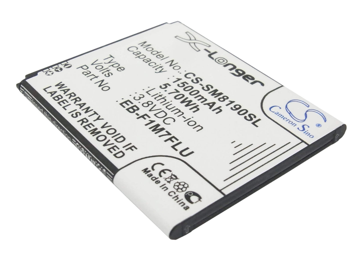 CS-SM8190SL, Mobile, Smartphone 3.8V, 1500mAh, Li-ion Battery fits Samsung, Galaxy S 3 Mini, Galaxy S Iii Mini, 5.7Wh