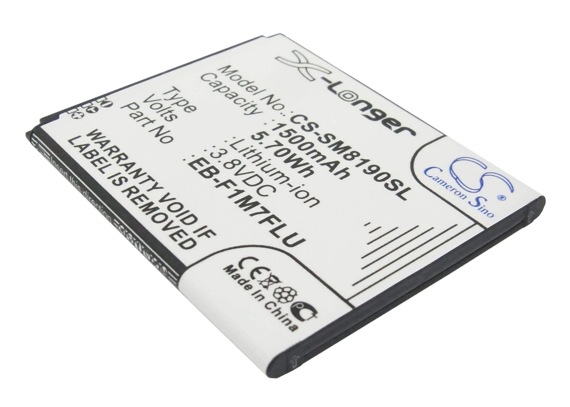 CS-SM8190SL, Mobile, Smartphone 3.8V, 1500mAh, Li-ion Battery fits Samsung, Galaxy S 3 Mini, Galaxy S Iii Mini, 5.7Wh