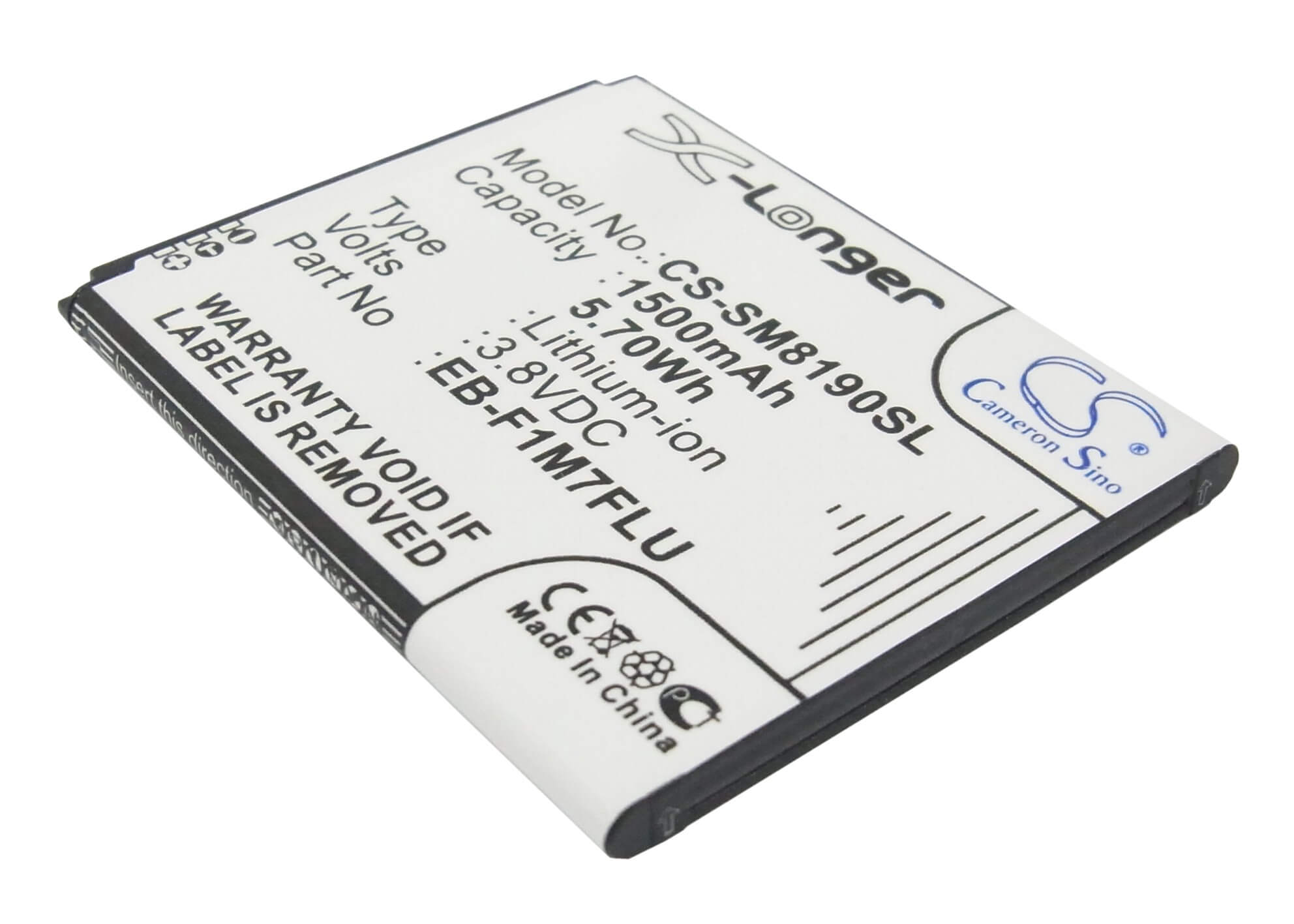 CS-SM8190SL, Mobile, Smartphone 3.8V, 1500mAh, Li-ion Battery fits Samsung, Galaxy S 3 Mini, Galaxy S Iii Mini, 5.7Wh