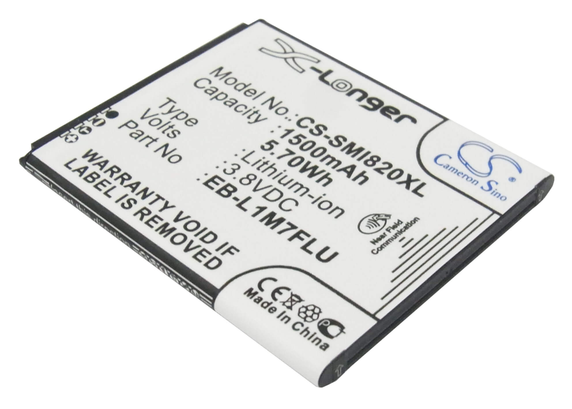 CS-SMI820XL, Mobile, Smartphone 3.8V, 1500mAh, Li-ion Battery fits Samsung, Galaxy S 3 Mini, Galaxy S Iii Mini, 5.7Wh