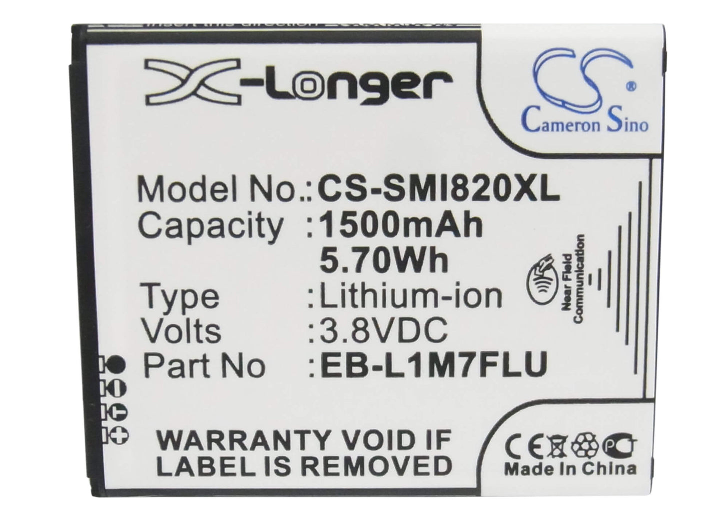 CS-SMI820XL, Mobile, Smartphone 3.8V, 1500mAh, Li-ion Battery fits Samsung, Galaxy S 3 Mini, Galaxy S Iii Mini, 5.7Wh