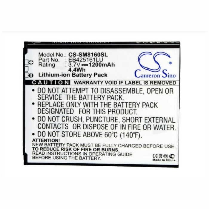3.7V, 1200mAh, Li-ion Battery fits Samsung, Galaxy Ace 2, Galaxy Ace Ii X, 4.44Wh