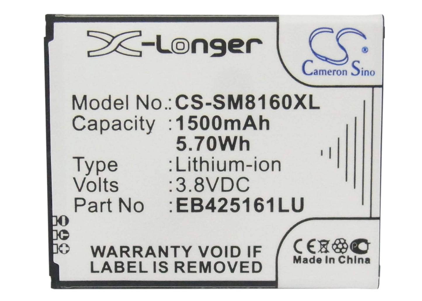 3.8V, 1500mAh, Li-ion Battery fits Samsung, Galaxy Ace 2, Galaxy Ace Ii X, 5.7Wh