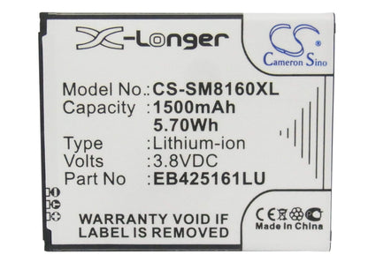 3.8V, 1500mAh, Li-ion Battery fits Samsung, Galaxy Ace 2, Galaxy Ace Ii X, 5.7Wh