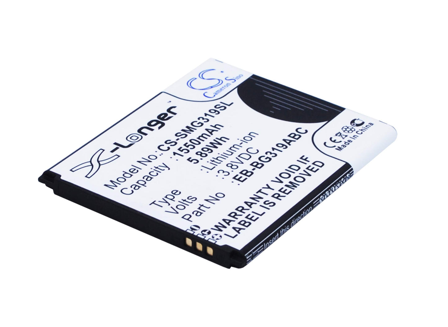 3.8V, 1550mAh, Li-ion Battery fits Samsung, Galaxy Ace 4 Cdma, Galaxy Ace 4 Lte, 5.89Wh