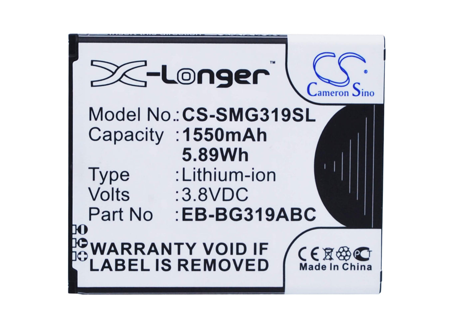 3.8V, 1550mAh, Li-ion Battery fits Samsung, Galaxy Ace 4 Cdma, Galaxy Ace 4 Lte, 5.89Wh
