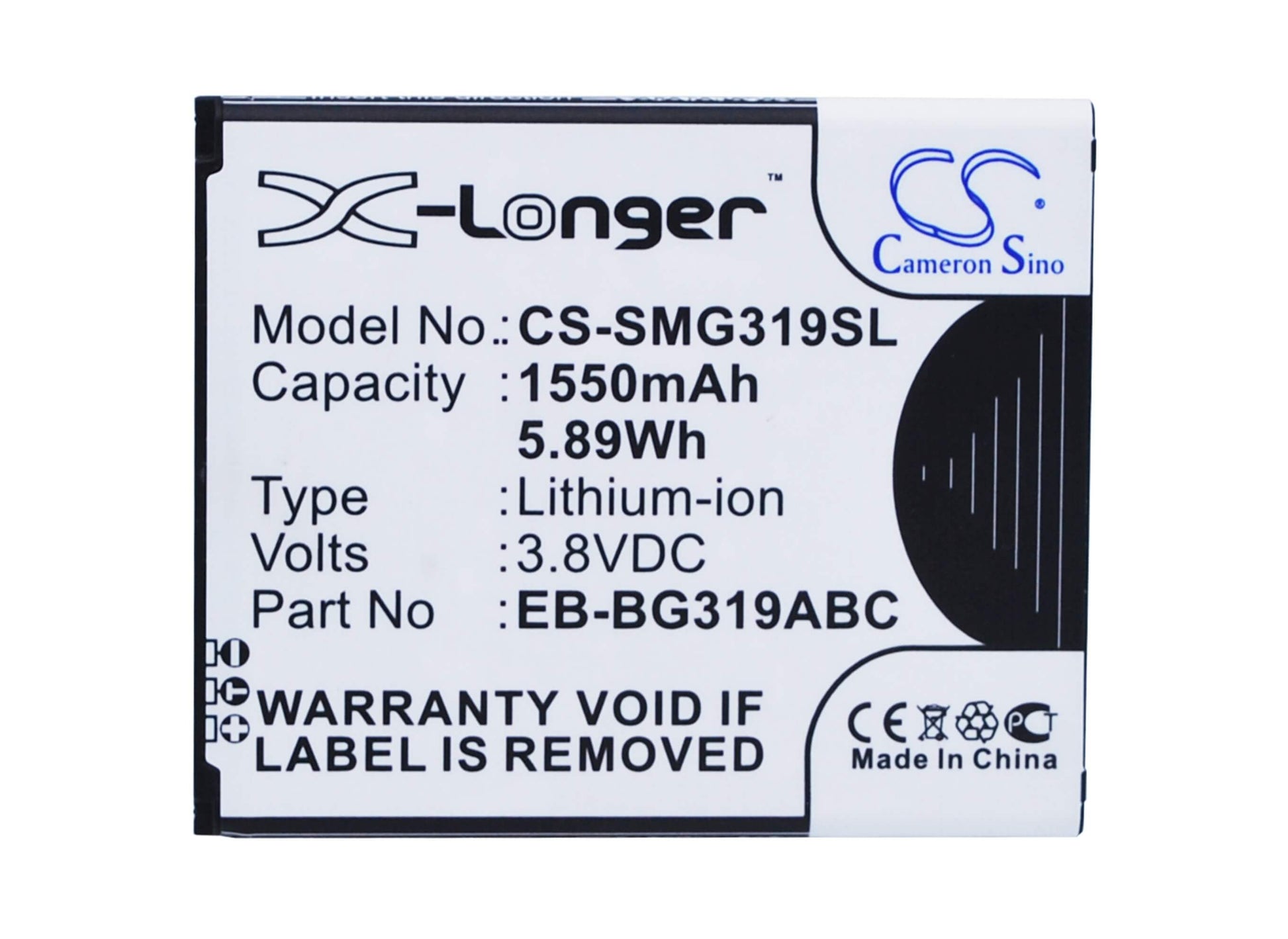 3.8V, 1550mAh, Li-ion Battery fits Samsung, Galaxy Ace 4 Cdma, Galaxy Ace 4 Lte, 5.89Wh