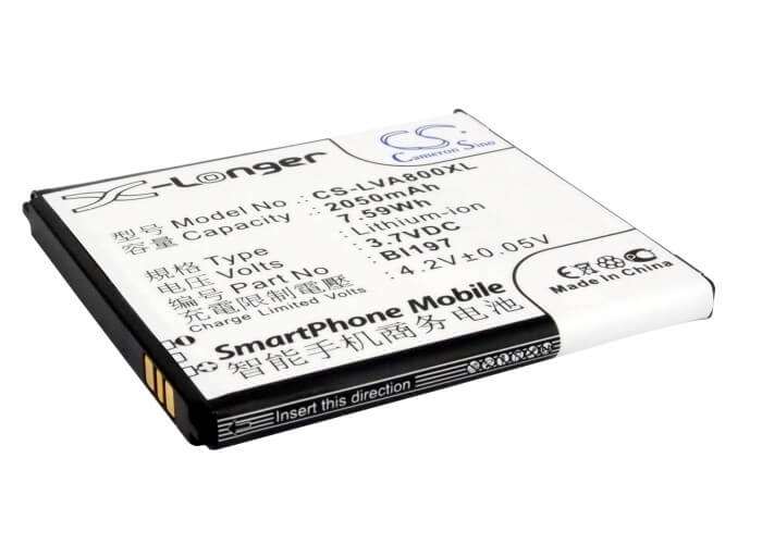 3.7V, 2050mAh, Li-ion Battery fits Lenovo, A798t, A800, 7.585Wh