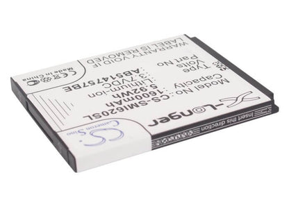 3.7V, 1600mAh, Li-ion Battery fits Samsung, Sgh-i620, Sgh-i640, 5.92Wh