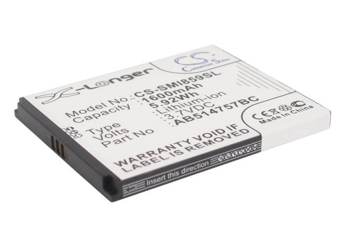 3.7V, 1600mAh, Li-ion Battery fits Samsung, Sch-i859, Sgh-i728a, 5.92Wh