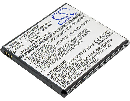 3.7V, 1600mAh, Li-ion Battery fits Zte, N909, U818, 5.92Wh