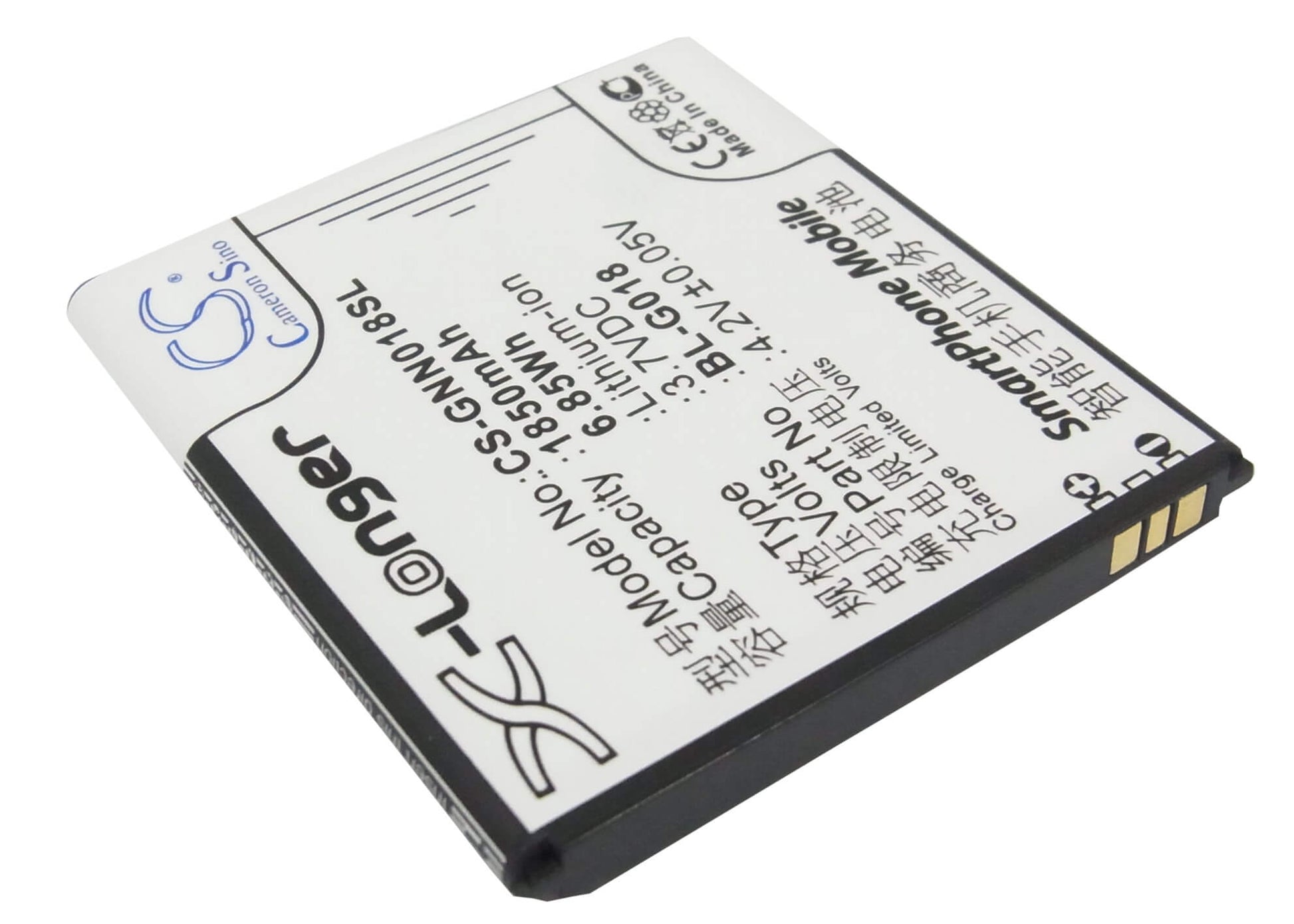 3.7V, 1850mAh, Li-ion Battery fits Gionee, C700, C800, 6.845Wh
