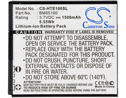 3.7V, 1500mAh, Li-ion Battery fits Htc, 0pcv200, 0po100, 5.55Wh