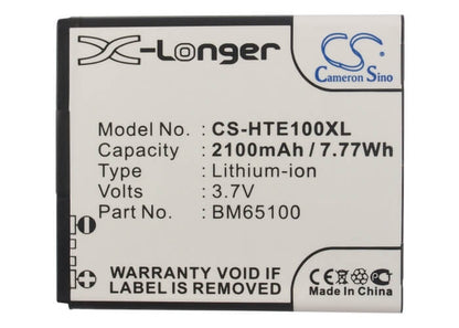 3.7V, 2100mAh, Li-ion Battery fits Htc, 0pcv200, 0po100, 7.77Wh