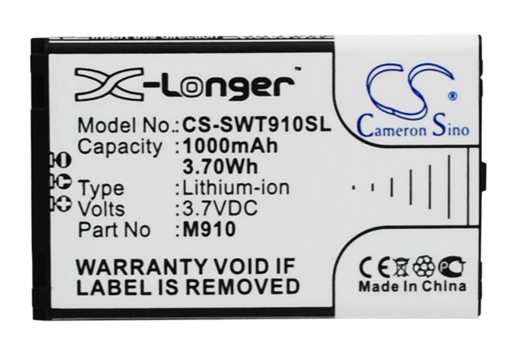 3.7V, 1000mAh, Li-ion Battery fits Switel, M910, 3.7Wh