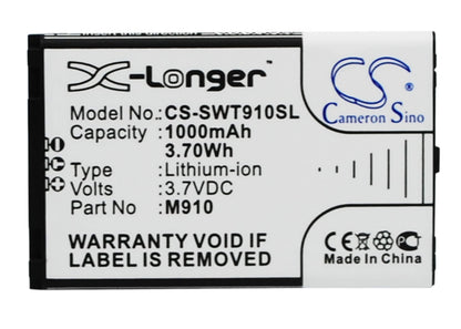 3.7V, 1000mAh, Li-ion Battery fits Switel, M910, 3.7Wh