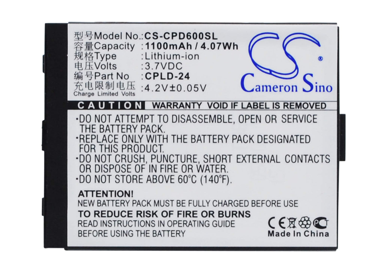3.7V, 1100mAh, Li-ion Battery fits Coolpad, 2938, D60, 4.07Wh