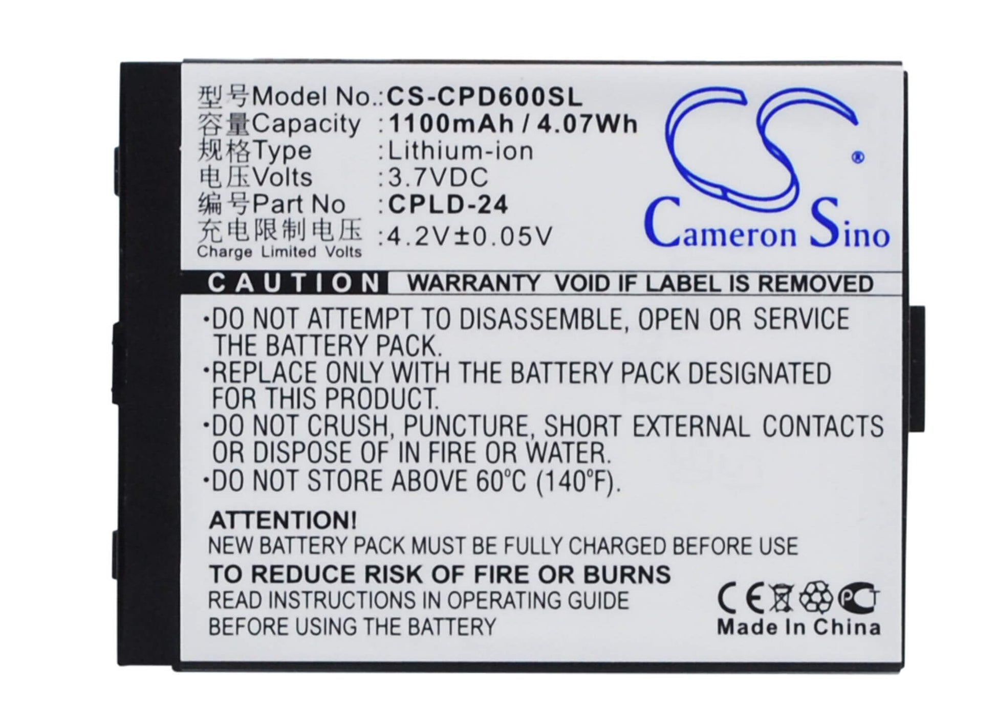 3.7V, 1100mAh, Li-ion Battery fits Coolpad, 2938, D60, 4.07Wh