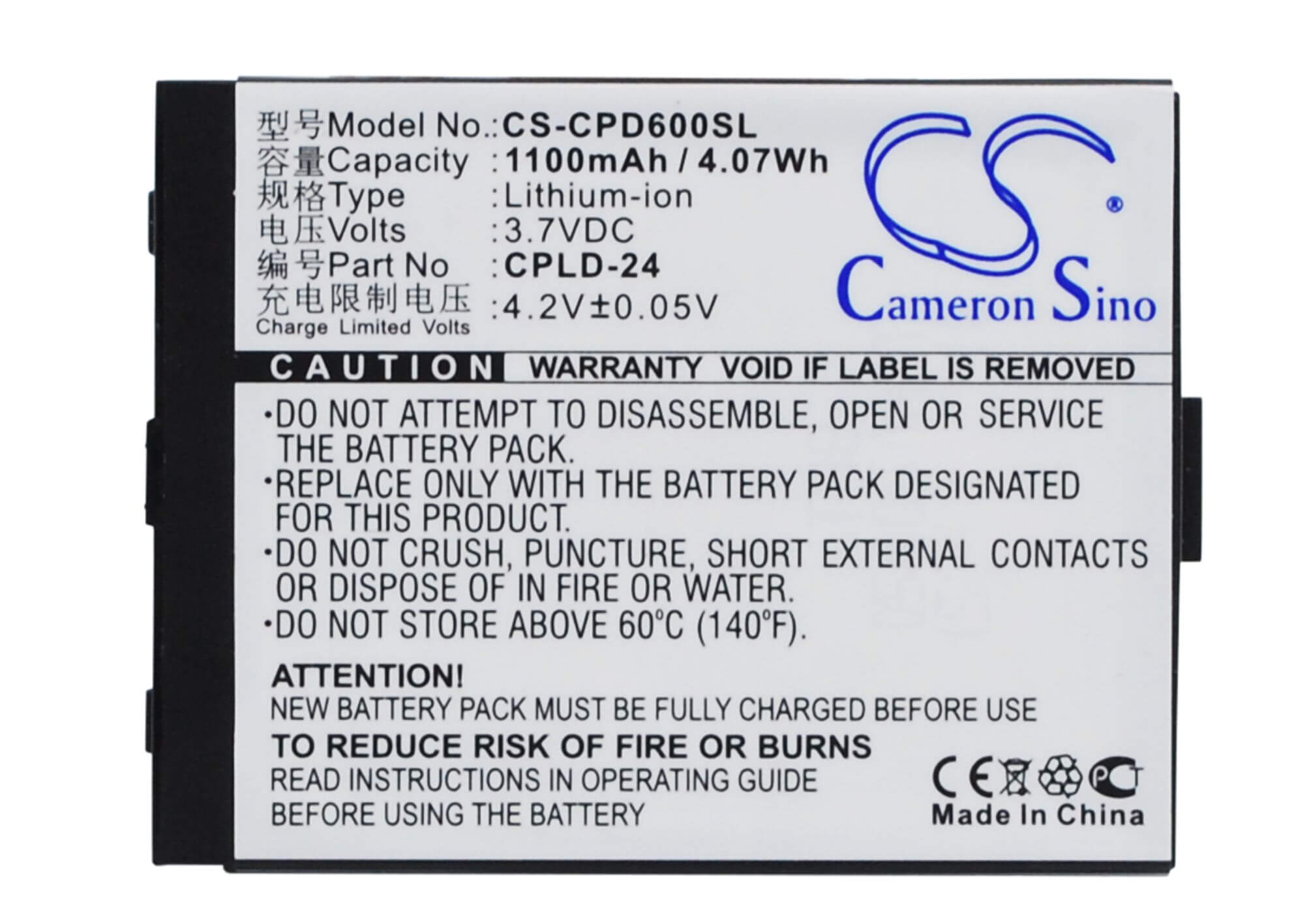 3.7V, 1100mAh, Li-ion Battery fits Coolpad, 2938, D60, 4.07Wh