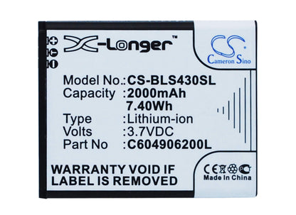 3.7V, 2000mAh, Li-ion Battery fits Blu, D310, Dash 4.5, 7.4Wh