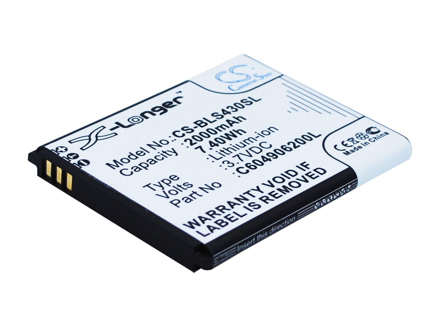 3.7V, 2000mAh, Li-ion Battery fits Blu, D310, Dash 4.5, 7.4Wh