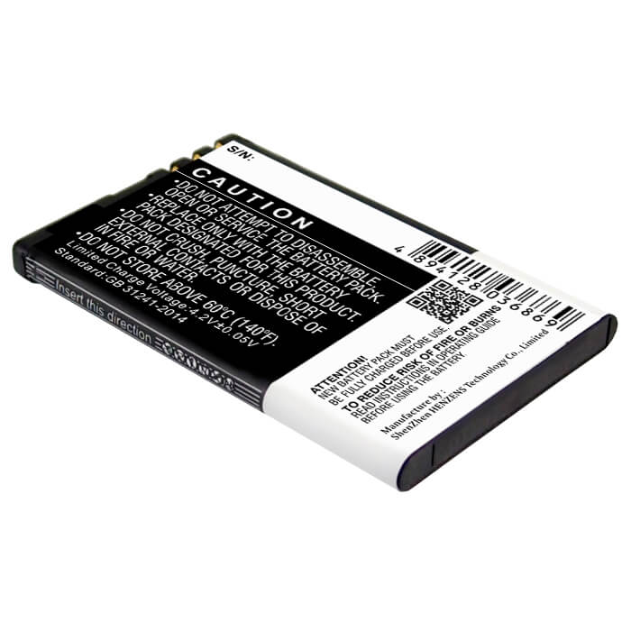 3.7V, 1200mAh, Li-ion Battery fits Nokia, 5230, 5800, 4.44Wh