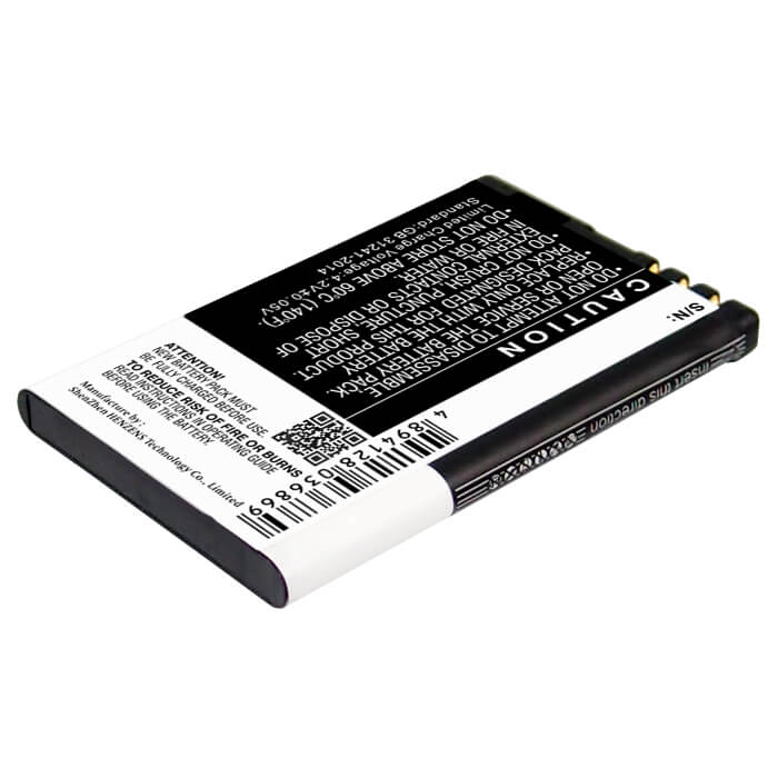 3.7V, 1200mAh, Li-ion Battery fits Nokia, 5230, 5800, 4.44Wh