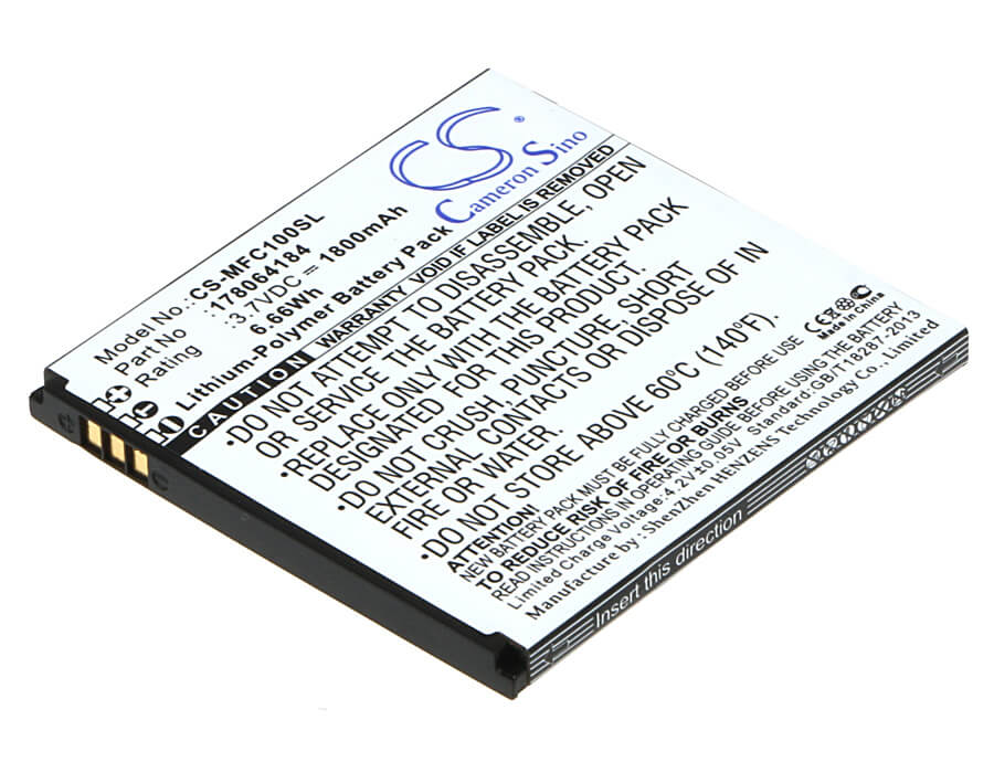 3.7V, 1800mAh, Li-Polymer Battery fits Mobiwire, Cygnus, 6.66Wh