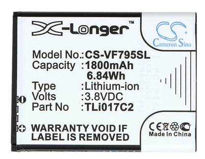 3.8V, 1800mAh, Li-ion Battery fits Vodafone, Smart Speed 6, Vf795, 6.84Wh