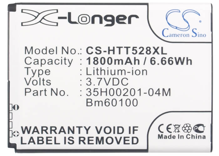 3.8V, 1800mAh, Li-ion Battery fits Htc, C520e, C525c, 6.84Wh