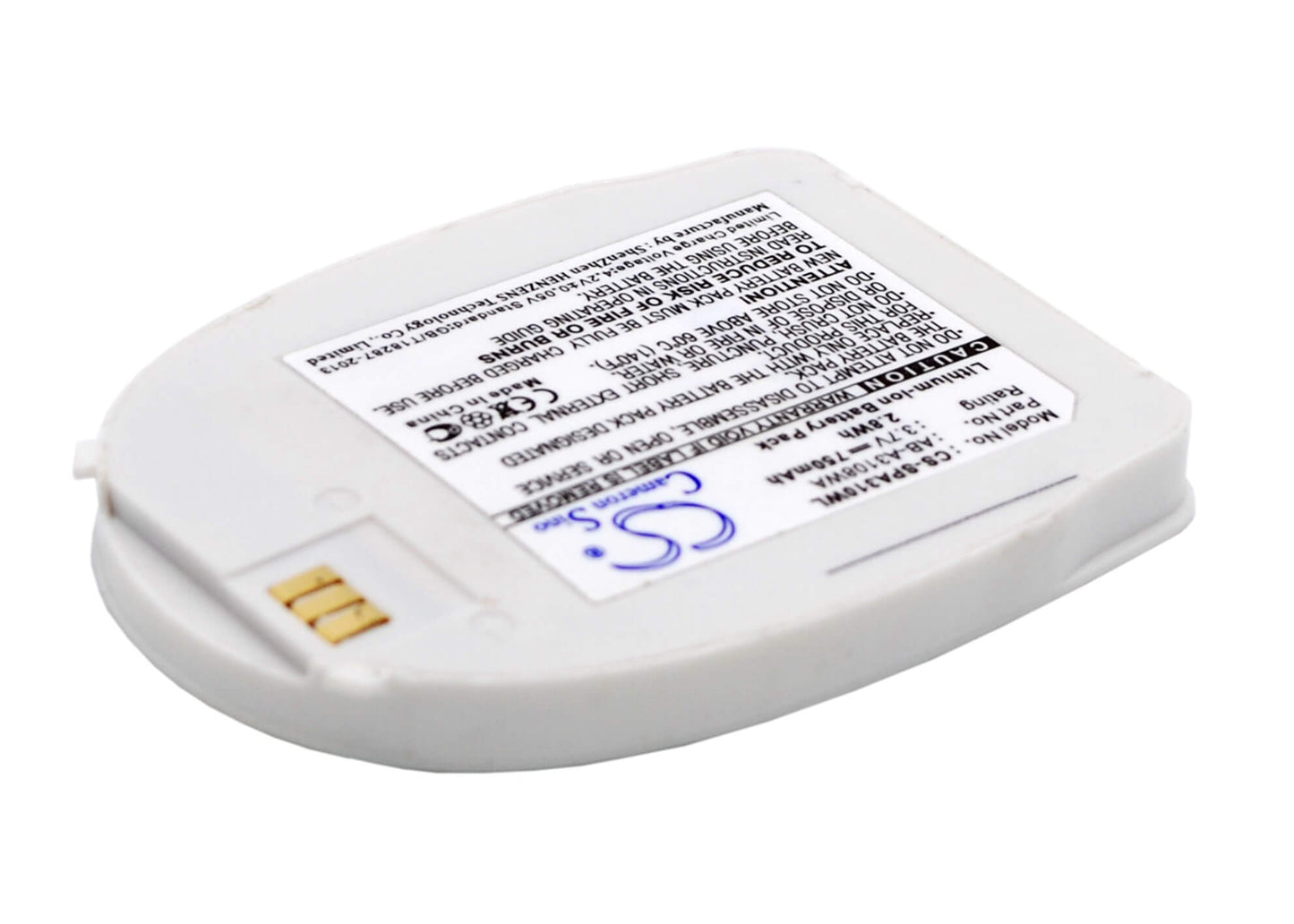 White, 3.7V, 750mAh, Li-ion Battery fits Samsung, Sph-a310, 2.775Wh