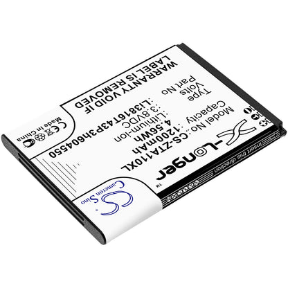 3.8V, 1200mAh, Li-ion Battery fits Zte, Blade A110, Blade A112, 4.56Wh
