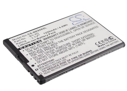 3.7V, 1250mAh, Li-ion Battery fits Nokia, 808, 808 Pureview, 4.625Wh