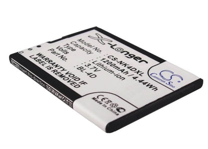 3.7V, 1200mAh, Li-ion Battery fits Blu, Hero 2, 4.44Wh